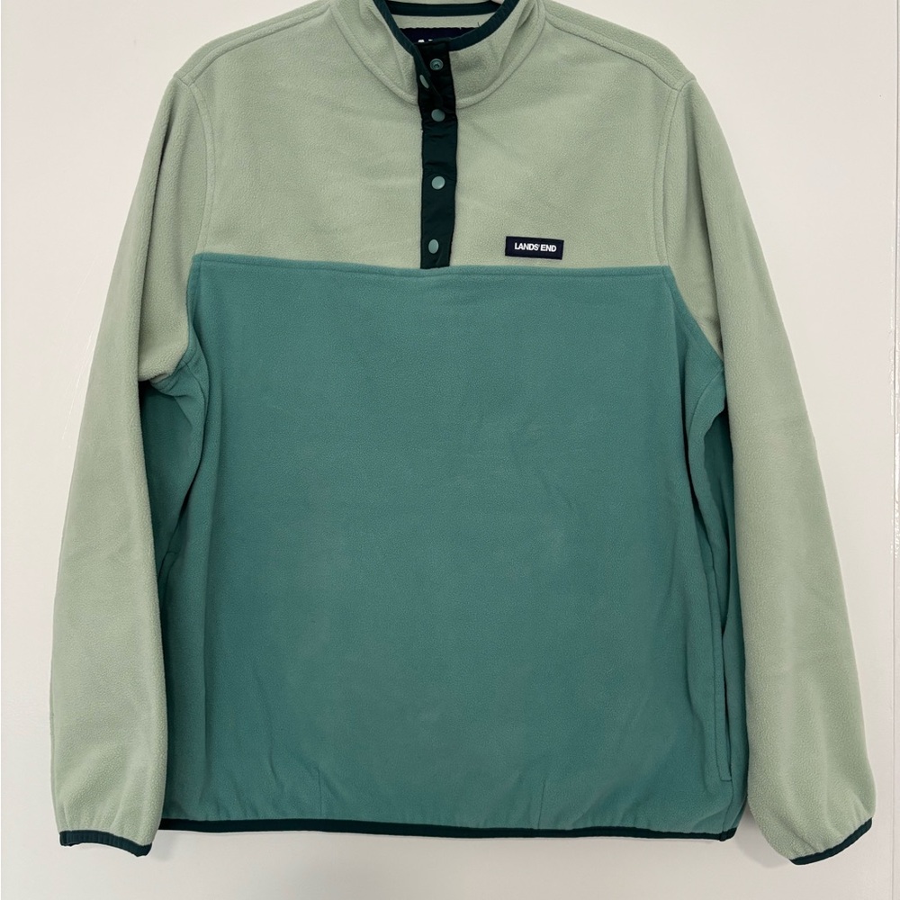 Lands' End Teal and Mint Pullover Fleece